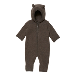 Huttelihut Allie baby suit w/ears wool fleece - Marmo Brown